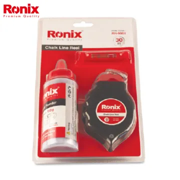 RONIX 100ft Retractable Reel with Hook for Garden or Ground Marking Blue Colored Powder Chalk Line Set RH-9901