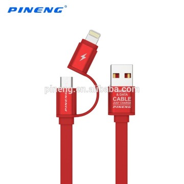 PN-304 Colorful 2 in 1 data & charging usb cable for iphone 6 and samung note 4