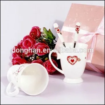 Porcelain Coffee Mug with stainless steel spoon