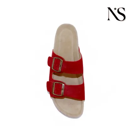 Vibrant Red Sandals with Adjustable Metal Buckles