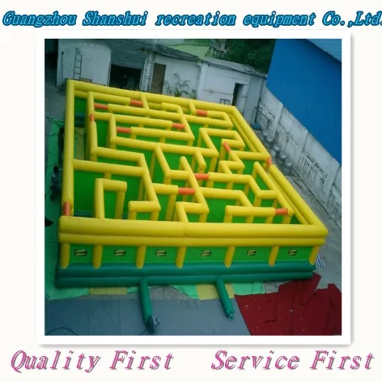 Yellow Inflatable Maze Obstacle Course for Sale at Giant Outdoor Amusement Park
