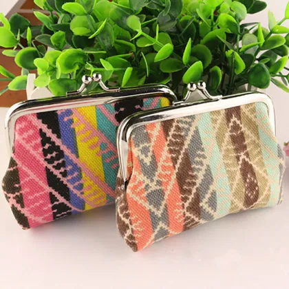 2015 new style 4 inches fashion cute Wide stripe canvas buckles zero wallet