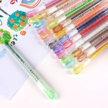 Diamond Shape Transparent Barrel 24 Colors Switch Oil Pastels Crayon G-01720
