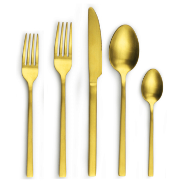 2017 wholesale matte gold plated spoon fork knife set