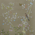 Flower and bird Gray-green wallpaper