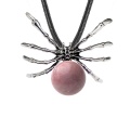 Rhodochrosite 16MM Ball Antique Silver Spider Pendant (47x40mm) Keychain