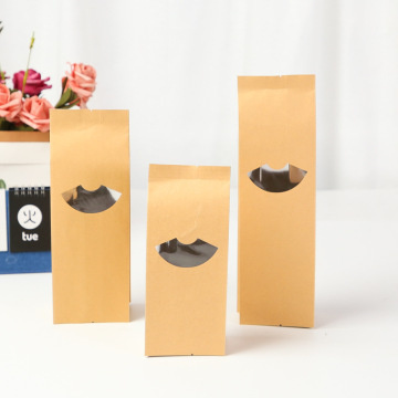 Fan-shaped Window Aluminized Side Gusset Bag Food Tea Flour Packaging Bag Custom Kraft Paper Food Package Customized Logo Accept