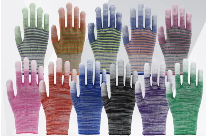 Durable Nylon PU Coated Finger Protection Gloves