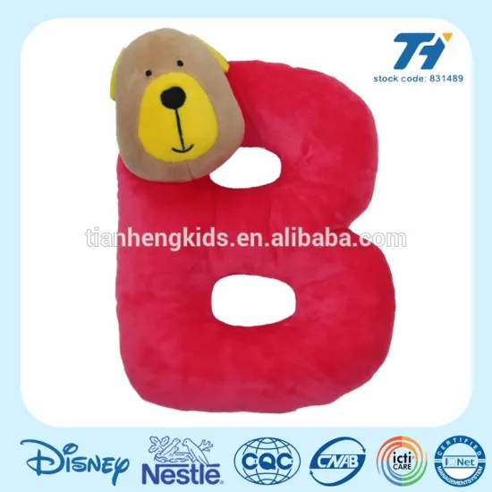 Custom B alphabet letter toys for study and educational bear puzzle stuffed toys
