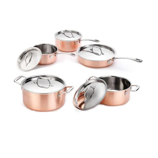 Copper Clad Cookware Set - OEM 3ply Pots and Pans for Kitchen Cooking
