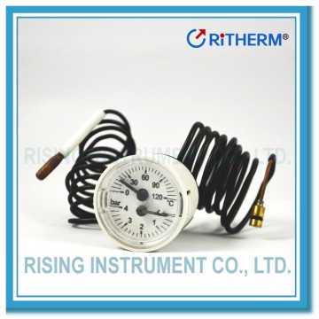 Capillary combined temperature/pressure gauge