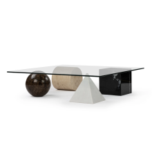 Luxury Square Glass Marble Legs Coffee Center Table
