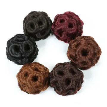 Wholesale Cheap marriage Bun Flower Shape Hairpiece Heat Resistant Synthetic Bun clip in Hair chignon Extension For Women