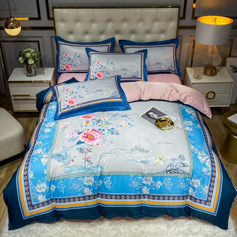 Set peralatan tempat tidur poliester tencel yang dibasuh 100%.