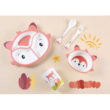 fox shaped kids dinnerware set 5pcs set