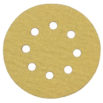 5 Inch 8 Holes Round Gold Sandpaper P40-P600 Hook & Loop for Wood and Metal