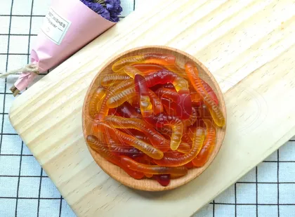 Multi color sweet confectionery gummy worms soft candy