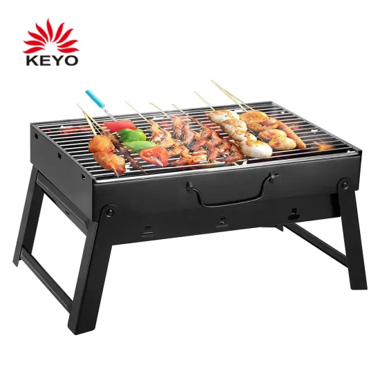 KEYO Portable BBQ Grills Outdoor 13 Inch Stainless Steel Folding Charcoal Table Top Portable Grills
