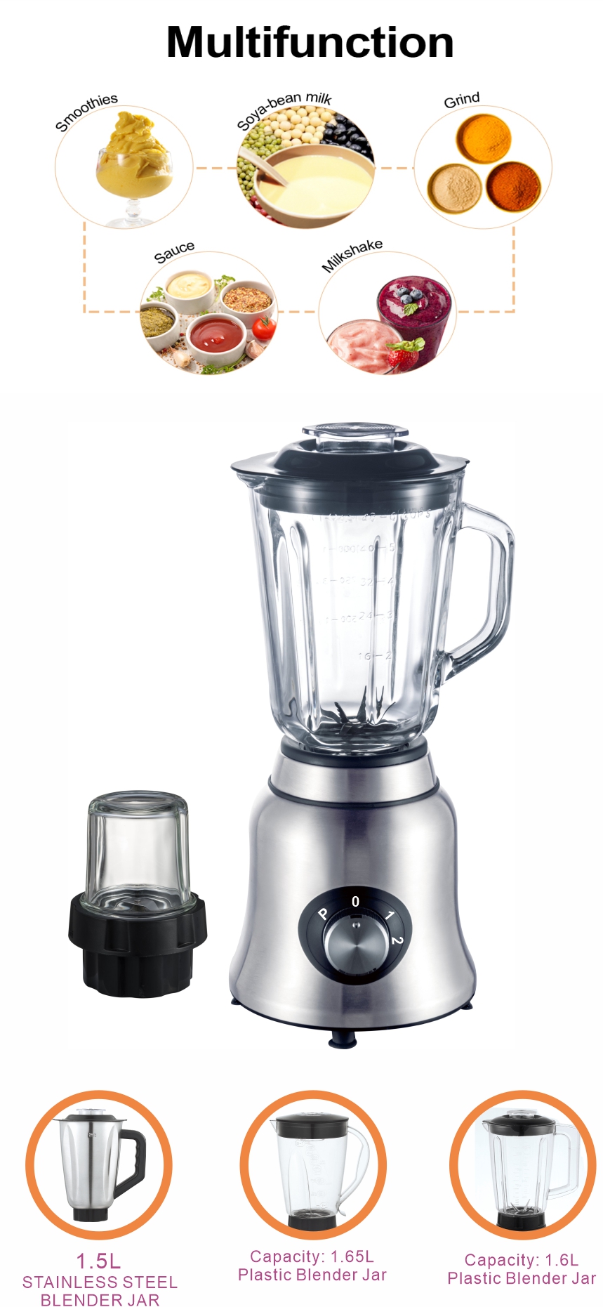 Convenient stainless steel food mixer