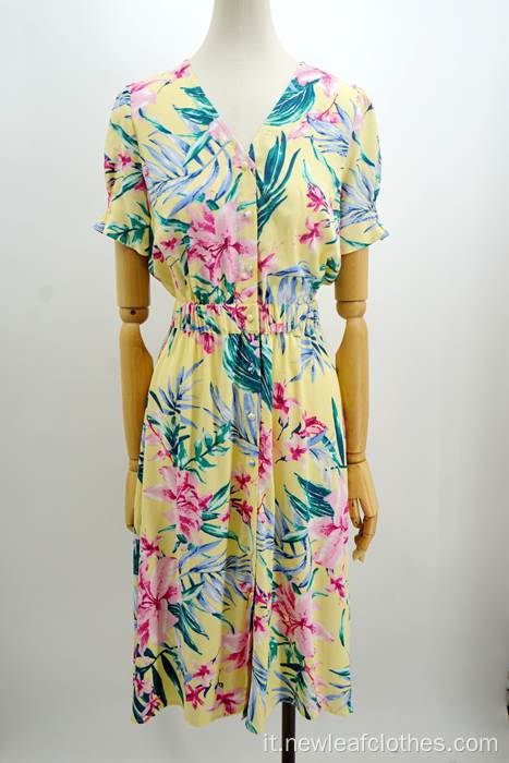 Stampa da donna Elegante vestito per le vacanze al collo