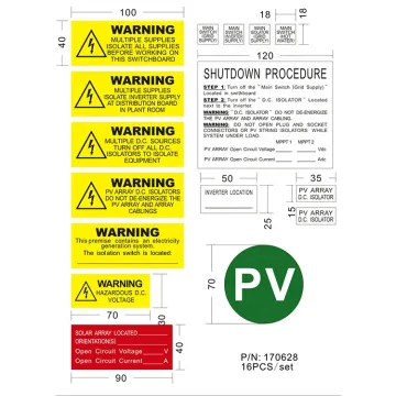 Durable Factory Solar PV Label Self-Adhesive Stickers - Solar Warning Labels & PV Stickers