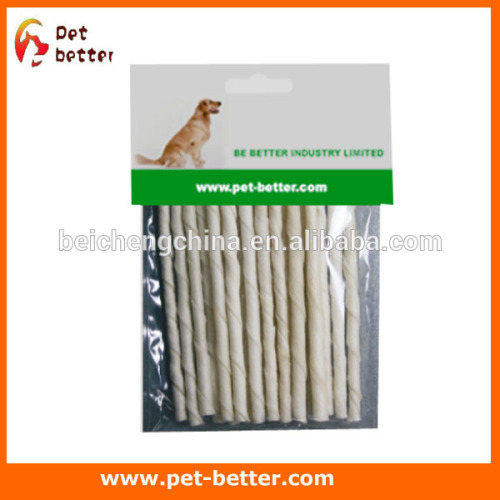 rawhide bleached white bone white twist sticks with various flavor 100%rawhide China manufacturer