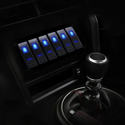 blue backlit toggle switch dash