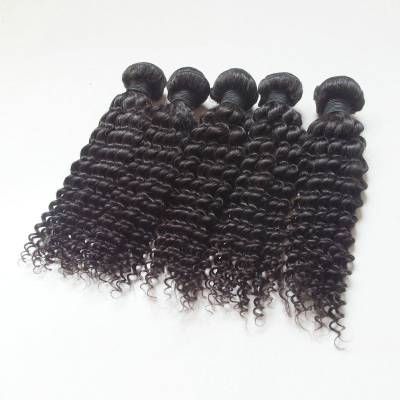 Color 1b# Grade 6A Unprocessed Brazilian Curly Virgin Hair, Deep Wave Curly Brazilian Human Hair 100g/PCS