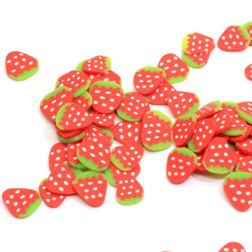 Hot Selling 10MM  Slice Polymer Caly Red Strawberry Shape Fruit Spinkles For Diy Handmade Nail Art And Slime Parts