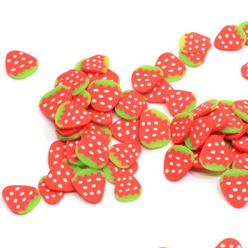 Hot Selling 10MM  Slice Polymer Caly Red Strawberry Shape Fruit Spinkles For Diy Handmade Nail Art And Slime Parts