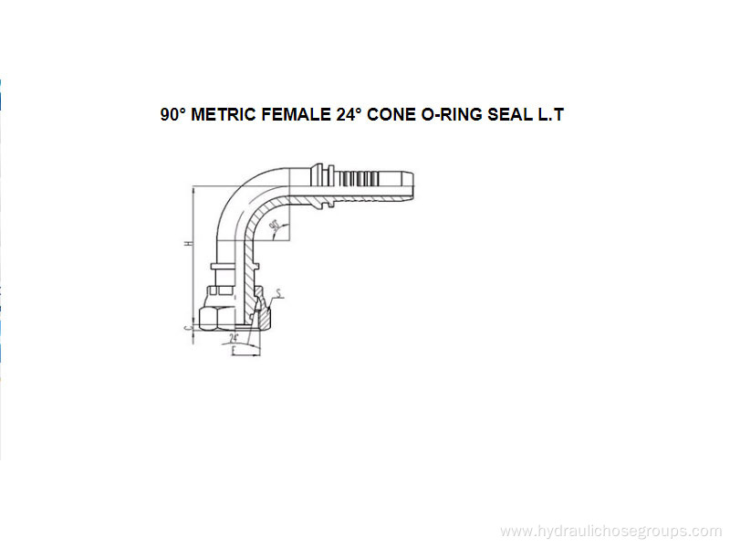 90° Metric O-Ring Female 24° Cone L.T. 20491