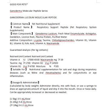 Suplemento de defesa contra tosse em canil para animais de estimação