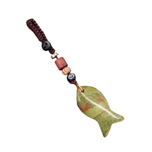 Unakite Fish Pendant Woven keychain Accessories