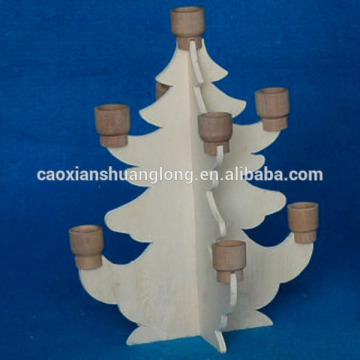 New custom art minds carved wooden christmas tree,wood candle holder