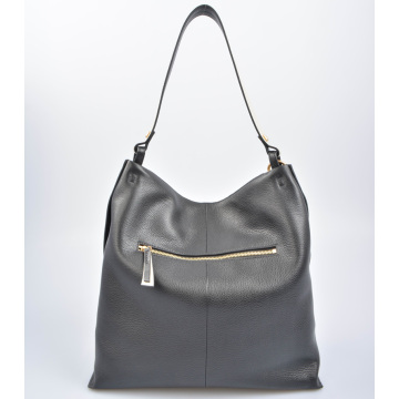 Luxe pebbled leather hobo bag with pendant pouch