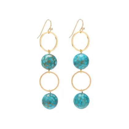 Turquoise Gold Drop Earrings 1203-HH