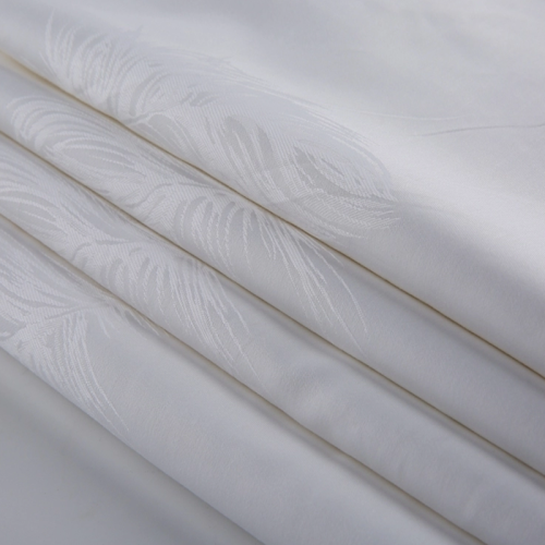 White Organic Cotton Jacquard Fabric for Hotel