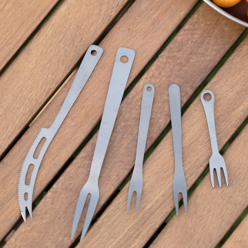 Eco-Friendly Titanium Fruit Fork Set for Outdoor Camping