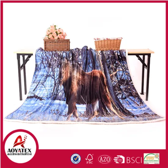 new design printed animal micromink and lambswool sherpa blanket