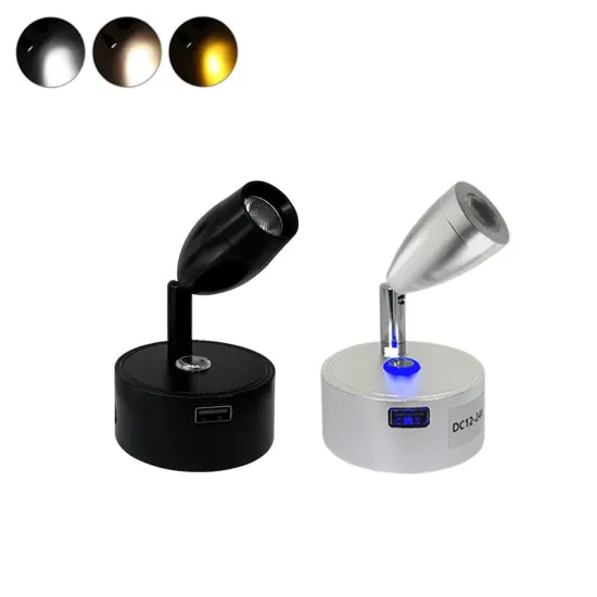 12V LED Swivel Reading Light for RV Camper Trailers - Wall Mount Bedside USB Lamp