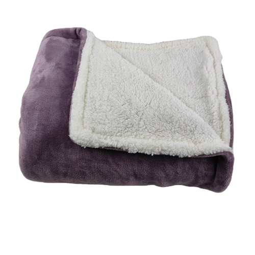 solid flannel and sherpa fleece composite fleece blanket for winter