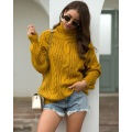 Womens Cable Knit Turtleneck Pullover