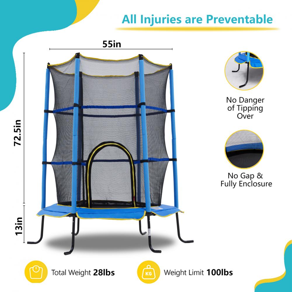 SkyBound 55 Inch trampoline with safty net -Blue