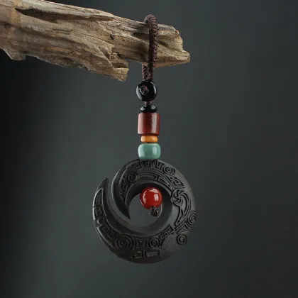 Wholesale Handmade Nepal Buddhist Ebony Mantra Pendant Necklace with Classical Aesthetics and Feng Shui Blessing