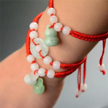 Natural Stone Feng Shui Lucky Red String Bracelet for Men