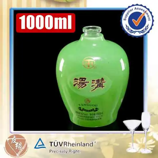 machine made green glass wine bottle unique 1L good white glass green alcohol large wine bottles