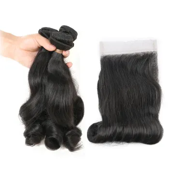 Magic Egg Curl  Fummi Hair With Closure, Natural Color Bouncy Curl Hot Selling West Afria 100% Original Virgin Human Hair