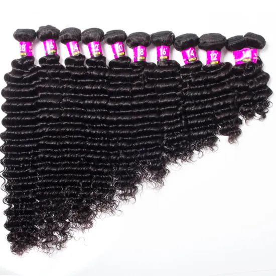 New Arrivals Deep Wave Brazilian Human Virgin Hair Bundles with Lace Frontal Closure Human Hair