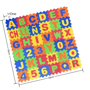 Spanish Alphabet & Number Foam Play Mats - 36-Piece Soft EVA Interlocking Puzzle Floor Tiles for Kids