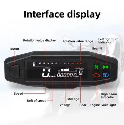 12V Universal Digital LCD Motorcycle Meter
